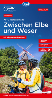 ADFC-Radtourenkarte 6 Zwischen Elbe und Weser 1:150.000, reiß- und wetterfest, E-Bike-geeignet, GPS-Tracks Download, mit Bett+Bike-Symbolen, mit Kilometer-Angaben