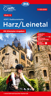 ADFC-Radtourenkarte 12 Harz/Leinetal 1:150.000, reiß- und wetterfest, E-Bike geeignet, GPS-Tracks Download, mit Bett+Bike Symbolen, mit Kilometer-Angaben