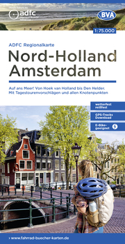 ADFC-Regionalkarte Nord-Holland Amsterdam, 1:75.000, mit Tagestourenvorschlägen und allen Knotenpunkten, reiß- und wetterfest, E-Bike-geeignet, GPS-Tracks Download