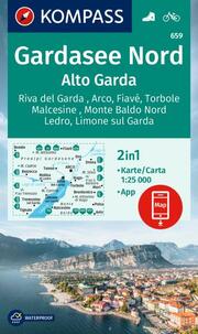KOMPASS Wanderkarte 659 Gardasee Nord/Alto Garda, Riva del Garda, Arco, Fiavé, Torbole, Malcesine, Monte Baldo Nord, Ledro, Limone sul Garda 1:25.000
