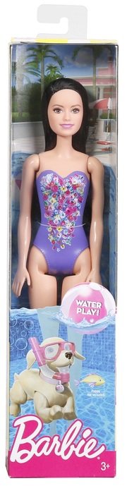 Barbie - Beach Puppe (Badeanzug: blau/Haarfarbe: brünett)