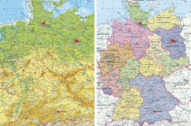 Deutschlandkarte geografisch + politisch