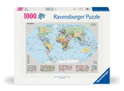 Ravensburger Puzzle 12000065 - Politische Weltkarte - 1000 Teile Puzzle für Erwachsene und Kinder ab 14 Jahren, Puzzle-Weltkarte mit Flaggen