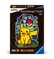 Ravensburger WOODEN Puzzle 12000761 - Pikachu - 300 Teile Kontur-Holzpuzzle mit stabilen, individuellen Puzzleteilen und 25 kleinen Holzfiguren = Whimsies, für Pokemon-Fans ab 12 Jahren