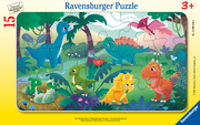 Ravensburger Kinderpuzzle - 12000856 Die kleinen Dinos - 15 Teile Rahmenpuzzle für Kinder ab 3 Jahren