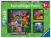 Ravensburger Kinderpuzzle 05621 - Minecraft Biomes - 3x49 Teile Minecraft Puzzle für Kinder ab 5 Jahren