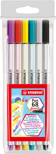 STABILO Pen 68 brush 6er mit Pinselspitze