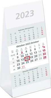 3-Monats-Aufstellkalender 2023 - 10,5x21 cm - 3 Monate auf 1 Seite - mit Kopftafel und Datumsschieber - Mehrmonatskalender - 980-0000