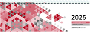 Tischquerkalender rot 2025 - 29,6x9,9 cm - 1 Woche auf 2 Seiten - Stundeneinteilung 7 - 19 Uhr - inkl. Jahresübersicht - Bürokalender - 116-0011