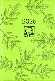 Buchkalender grün 2025 - Bürokalender 14,5x21 cm - 1 Tag auf 1 Seite - Kartoneinband, Recyclingpapier - Stundeneinteilung 7 - 19 Uhr - 876-0713