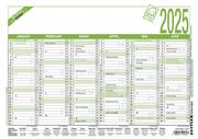 Arbeitstagekalender Recycling 2025 - A4 (29,7 x 21 cm) - 6 Monate auf 1 Seite - Blauer Engel - Tafelkalender - Plakatkalender - Jahresplaner - 907-0700