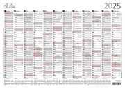Jahresübersicht A4 12M/1S 2025 - 29,7x21 cm - gerollt - mit Arbeitstage- und Wochenzählung - Posterkalender - Jahresplaner - 934-6111