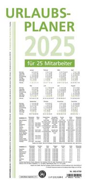 Urlaubsplaner 2025 - 100x29,7 cm - 16 Monate - für bis zu 25 Personen - aus Recyclingpapier - Blauer Engel - Wandplaner - 992-0700