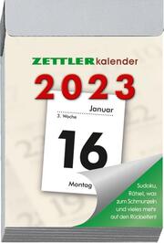 Tagesabreißkalender S 2023 - 4,1x5,9 cm - 1 Tag auf 1 Seite - mit Sudokus, Rezepten, Rätseln uvm. auf den Rückseiten - Bürokalender 301-0000