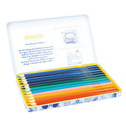 Azulejos Designdose mit 12 Premium-Buntstiften und 2 Schablonen