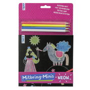 Mitbring-Minis Schwarzes Ausmalheft mit Neon-Buntstiften