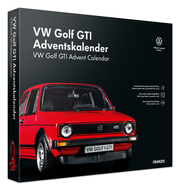 VW Golf GTI Adventskalender, rot, Metall Modellbausatz im Maßstab 1:43, inkl. Soundmodul und 52-seitigem Begleitbuch