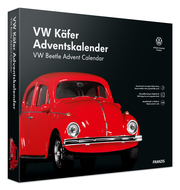 VW Käfer Adventskalender, rot, Metall Modellbausatz im Maßstab 1:43, inkl. Soundmodul und 52-seitigem Begleitbuch