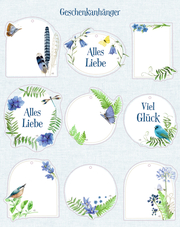 Geschenkpapier-Buch Vogel blau - Abbildung 1