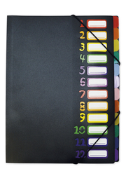 TimeTEX Tisch-Fächermappe 1-12 A4-Plus, farbig mit Verschlussgummi