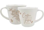 Tasse 'Coffee gets me started Jesus keeps me going'