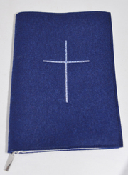 Gotteslobhülle Blau für Großdruckausgabe mit grauem Kreuz
