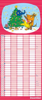 Die Maus 2025 - DUMONT Mega-Familienkalender mit 6 Spalten - Familienplaner mit 2 Stundenplänen und Ferientabelle - Hochformat 30,0 x 70,0 cm - Illustrationen 12