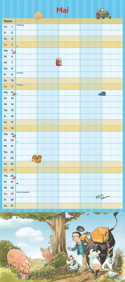 Die Kuh Lieselotte Familienkalender 2025 - Von Alexander Steffenmeier - Familienplaner mit 5 Spalten - Format 22 x 49,5 cm - Illustrationen 5