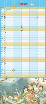 Die Kuh Lieselotte Familienkalender 2025 - Von Alexander Steffenmeier - Familienplaner mit 5 Spalten - Format 22 x 49,5 cm - Illustrationen 8