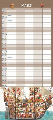 Ali Mitgutsch Familienkalender 2025 - Wandkalender - Familienplaner mit 5 Spalten - Format 22 x 49,5 cm - Abbildung 3