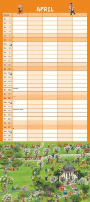 Ali Mitgutsch Familienkalender 2025 - Wandkalender - Familienplaner mit 5 Spalten - Format 22 x 49,5 cm - Illustrationen 4