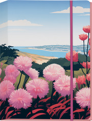 Gärten von Cornwall Große Sammelmappe - Motiv Meerblick mit rosa Dahlien