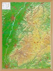 Reliefkarte Schwarzwald 1:200 000 mit Naturholzrahmen