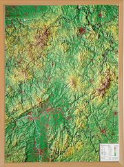 Reliefkarte Hessen Gross 1:350 000 mit Naturholzrahmen