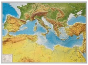 Reliefkarte Mittelmeer 1:5,5 Mio mit Aluminiumrahmen