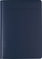 Buchkalender Balacron blau 2023 - Büro-Kalender A5 - Cheftimer - 1 Tag 1 Seite - 416 Seiten - Balacron-Einband - Alpha Edition
