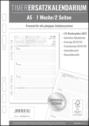 Timer Ersatzkalendarium A5 2023 - Bürokalender - Buchkalender A5 (15x21 cm) - Universallochung - 1 Woche 2 Seiten - 128 Seiten - Alpha Edition - Cover