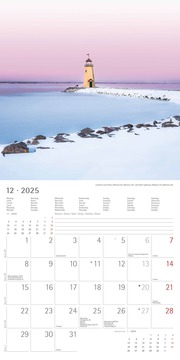 Leuchttürme 2025 - Broschürenkalender 30x30 cm (30x60 geöffnet) - Kalender mit Platz für Notizen - Wandkalender - Wandplaner - Leuchtturmkalender - Illustrationen 12