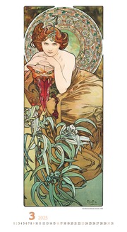 Alfons Mucha 2025 - Bild-Kalender 33x60 cm - Kunstkalender - mit stilvollem Glitzereffekt - Jugendstil - Wandkalender - Alpha Edition - Abbildung 3