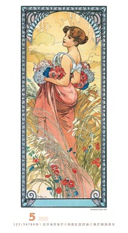 Alfons Mucha 2025 - Bild-Kalender 33x60 cm - Kunstkalender - mit stilvollem Glitzereffekt - Jugendstil - Wandkalender - Alpha Edition - Abbildung 5