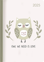 Lady Journal Owl we need 2025 - Eule - Taschenkalender A6 (10,7x15,2 cm) - Weekly - 192 Seiten - Notiz-Buch - Termin-Planer - Alpha Edition - Cover