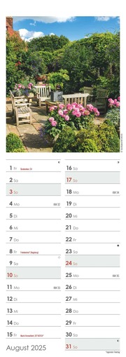 Gartenzauber 2025 - Streifenkalender 15x42 cm - mit viel Platz für Eintragungen - Gärten - Bildkalender - Wandplaner - Gartenkalender - Illustrationen 8