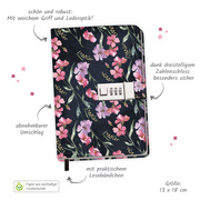 Tagebuch mit Zahlenschloss Flowers