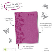 Taschenkalender A7 Soft Touch Schmetterlinge 2024 - Abbildung 1
