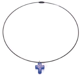 Kreuzanhänger in Muranoglas-Stil 'Kreuz' Blau