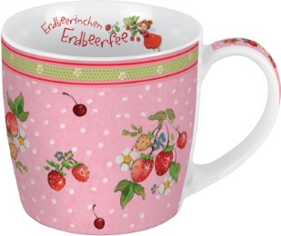Erdbeerinchen Erdbeerfee. Porzellantasse mit Motiv 'Erdbeerpflanze'