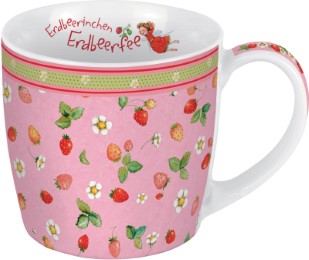Erdbeerinchen Erdbeerfee. Porzellantasse mit Motiv 'Erdbeeren überall'