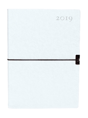 Taschenkalender Gummiband weiß/silber A6 2019