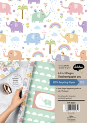 Geschenkpapier-Set für Kinder: Elefanten