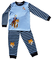 Globi Pyjama hellblau gestreift mit Tiger 110/116